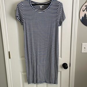 Motherhood Maternity blue & white striped maternity dress